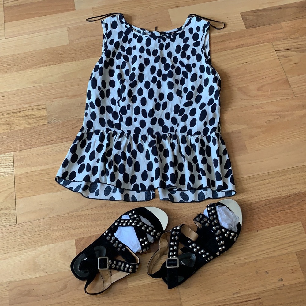 H&M Polka dot Peplum top Back zip - Picture 4 of 16